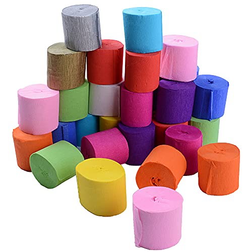 SERWOO 30 Rollen Kreppbänder Bunt Krepppapier 12 Farben Kreppband bunt Bänder Crepe Paper Papier für Party Feier Weihnachten Dekoration (3.5cm*10m/Rolle) von SERWOO