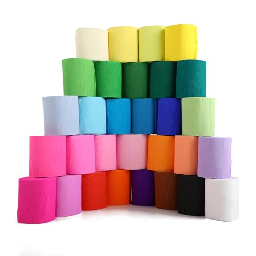 30 Farben 300m Krepppapier ，Krepppapier bunt ，Bunte Luftschlangen，Kräuselpapier zur Dekoration, Rollenpapier Elastizität,Bastelkrepp Bunt ，die Hochzeitsdekoration Geburtstagsfeier Weihnachtsdekoration von PINSHELF