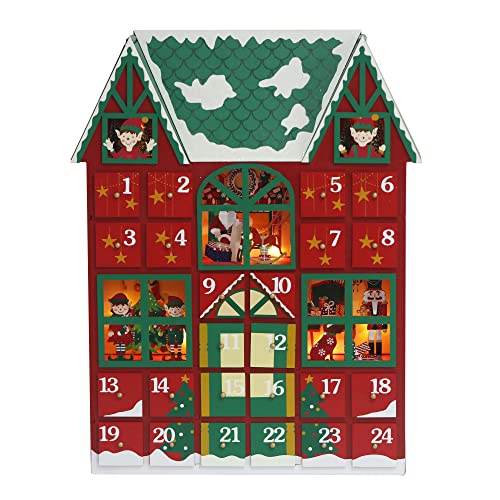 Weihnachten Adventskalender Haus aus Holz mit 24 Schubladen & LED zum Befüllen kleiner Geschenke Countdown bis Weihnachtsdeko Pioneer-Effort von PIONEER-EFFORT
