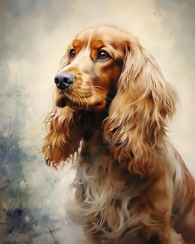 DIY set erwachsene malen nach zahlen,tierischer Cocker Spaniel,Malen Nach Zahlen Erwachsene für anfänger für Home Wall Deco,Geschenk-40x50cm(Ohne Rahmen) von PIPISKY