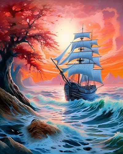 Malen-nach-Zahlen-Sets für Erwachsene,Ein Segelschiff, das an der bunten Küste angedockt ist,Entspannen Sie sich und entfesseln Sie Ihre Kreativität mit Ölgemälden nach Zahlen,40x50cm,Ohne Rahmen Malen-nach-Zahlen-Sets für Erwachsene,Ein Segelschiff, das an der bunten Küste angedockt ist,Entspannen Sie sich und entfesseln Sie Ihre Kreativität mit Ölgemälden nach Zahlen,40x50cm,Ohne Rahmen von PIPISKY