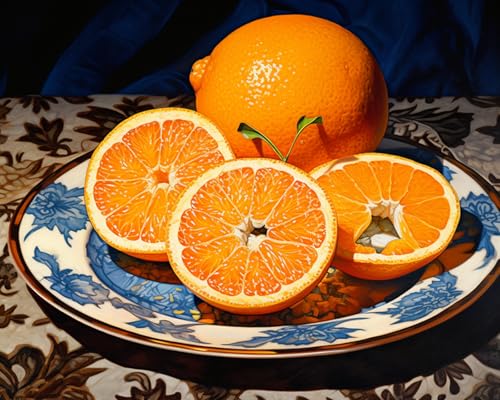 PIPISKY DIY-Ölgemälde-Malsets für Erwachsene,Stillleben Obst Orangen,Malen-nach-Zahlen-Sets für Erwachsene,Kunsthandwerk für Heimdekoration,40x50cm,Ohne Rahmen von PIPISKY