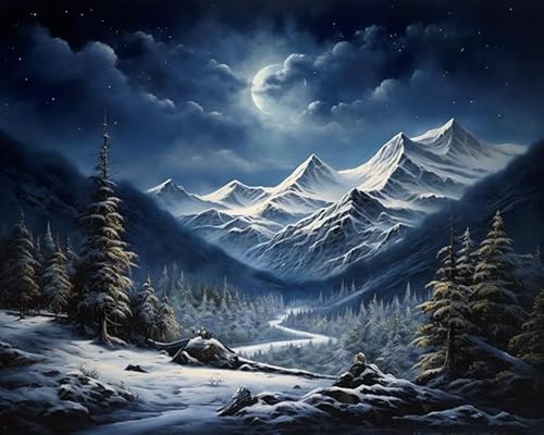 PIPISKY Einfaches Malen nach Zahlen für Anfänger,Schneeberglandschaft unter Sternennacht,Kunst-Malset für Heimdekoration,40x50cm,Ohne Rahmen PIPISKY Einfaches Malen nach Zahlen für Anfänger,Schneeberglandschaft unter Sternennacht,Kunst-Malset für Heimdekoration,40x50cm,Ohne Rahmen von PIPISKY