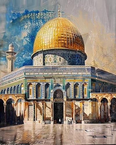 PIPISKY Erstellen Sie einzigartige Kunst für Ihr Zuhause mit Malen nach Zahlen,dekorieren Sie Ihren Wohnraum,Alte islamische Moschee(40x50cm,Ohne Rahmen) von PIPISKY