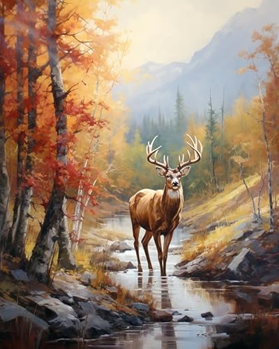 PIPISKY Malen nach Zahlen,Kunstset für Erwachsene,Ein einsamer Hirsch,Palette Play: Entfesseln Sie Ihren inneren Künstler,40x50cm,Ohne Rahmen PIPISKY Malen nach Zahlen,Kunstset für Erwachsene,Ein einsamer Hirsch,Palette Play: Entfesseln Sie Ihren inneren Künstler,40x50cm,Ohne Rahmen von PIPISKY
