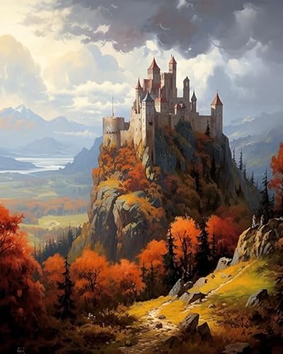 PIPISKY Malen nach Zahlen,Kunstset für Erwachsene,Mittelalterliche Burg auf einem Hügel,Palette Play: Entfesseln Sie Ihren inneren Künstler,40x50cm,Ohne Rahmen PIPISKY Malen nach Zahlen,Kunstset für Erwachsene,Mittelalterliche Burg auf einem Hügel,Palette Play: Entfesseln Sie Ihren inneren Künstler,40x50cm,Ohne Rahmen von PIPISKY