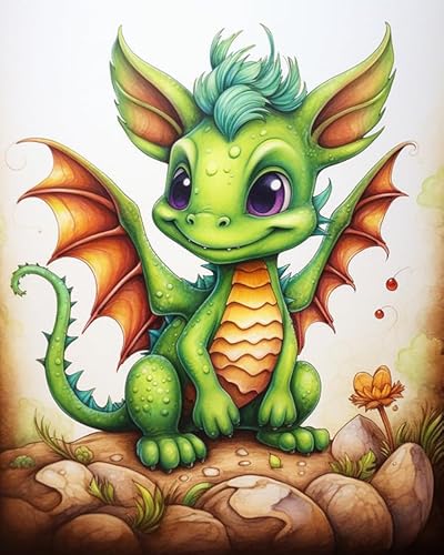 PIPISKY Malen nach Zahlen,Malset für Anfänger,Cartoon kleiner Dinosaurier,Hue Harmony: Kunst mit Zahlen schaffen,40x50cm,Ohne Rahmen PIPISKY Malen nach Zahlen,Malset für Anfänger,Cartoon kleiner Dinosaurier,Hue Harmony: Kunst mit Zahlen schaffen,40x50cm,Ohne Rahmen von PIPISKY