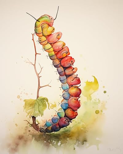 PIPISKY Malen nach Zahlen,Süße Raupe,Erstellen Sie wunderschöne Meisterwerke mit leicht verständlichen Zahlen,40x50cm,Ohne Rahmen PIPISKY Malen nach Zahlen,Süße Raupe,Erstellen Sie wunderschöne Meisterwerke mit leicht verständlichen Zahlen,40x50cm,Ohne Rahmen von PIPISKY