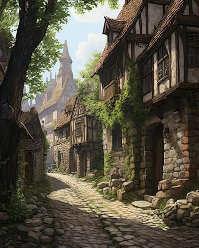 PIPISKY Malen-nach-Zahlen-Leinwand-Malset,Gasse,Straße,Mittelalter,Steinhaus,DIY Adult Paint by Number Kits On Canvas,Drawing Paintwork with Paintbrushes,40x50cm,Ohne Rahmen PIPISKY Malen-nach-Zahlen-Leinwand-Malset,Gasse,Straße,Mittelalter,Steinhaus,DIY Adult Paint by Number Kits On Canvas,Drawing Paintwork with Paintbrushes,40x50cm,Ohne Rahmen von PIPISKY