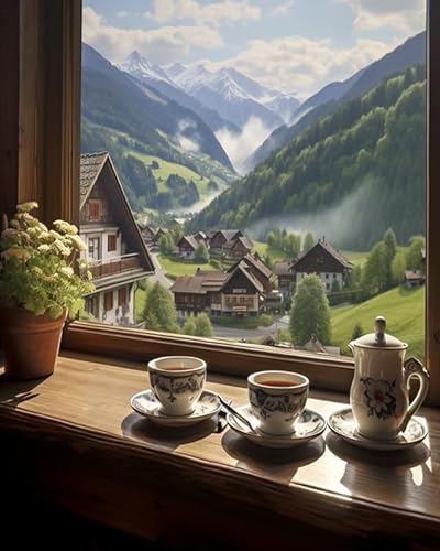 PIPISKY Malen-nach-Zahlen-Set für Erwachsene,Ein Dorf in Österreich in den Bergen,Eine Symphonie aus Farben in Pixelform erschaffen,40x50cm,Ohne Rahmen PIPISKY Malen-nach-Zahlen-Set für Erwachsene,Ein Dorf in Österreich in den Bergen,Eine Symphonie aus Farben in Pixelform erschaffen,40x50cm,Ohne Rahmen von PIPISKY