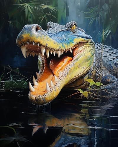 PIPISKY Malen-nach-Zahlen-Set für Erwachsene und Anfänger,Farbiges Krokodil,Einfaches Malen nach Zahlen mit Acrylfarben zum Selbermachen, Kunst und Handwerk,40x50cm,Ohne Rahmen PIPISKY Malen-nach-Zahlen-Set für Erwachsene und Anfänger,Farbiges Krokodil,Einfaches Malen nach Zahlen mit Acrylfarben zum Selbermachen, Kunst und Handwerk,40x50cm,Ohne Rahmen von PIPISKY