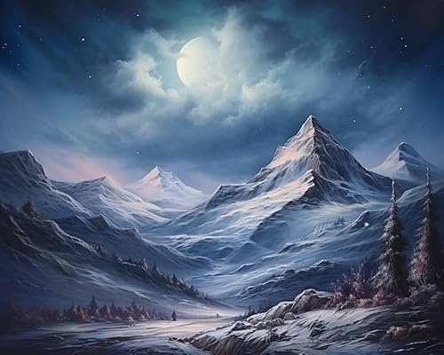 PIPISKY Malen-nach-Zahlen-Set für Erwachsene und Anfänger,Schneeberglandschaft unter Sternennacht,DIY-Einfaches Acryl-Malen nach Zahlen für Kunst und Handwerk,40x50cm,Ohne Rahmen PIPISKY Malen-nach-Zahlen-Set für Erwachsene und Anfänger,Schneeberglandschaft unter Sternennacht,DIY-Einfaches Acryl-Malen nach Zahlen für Kunst und Handwerk,40x50cm,Ohne Rahmen von PIPISKY