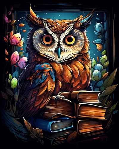 PIPISKY Malen-nach-Zahlen-Sets für Erwachsene,Eule auf Buch,Einfaches Malen nach Zahlen mit Acrylfarben zum Selbermachen, Kunst und Handwerk,40x50cm,Ohne Rahmen PIPISKY Malen-nach-Zahlen-Sets für Erwachsene,Eule auf Buch,Einfaches Malen nach Zahlen mit Acrylfarben zum Selbermachen, Kunst und Handwerk,40x50cm,Ohne Rahmen von PIPISKY