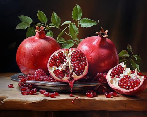 PIPISKY Malen-nach-Zahlen-Sets für Erwachsene,Stillleben Frucht Granatapfel,DIY-Einfaches Acryl-Malen nach Zahlen für Kunst und Handwerk,40x50cm,Ohne Rahmen von PIPISKY