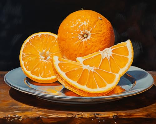 PIPISKY Malen-nach-Zahlen-Sets für Erwachsene,Stillleben Obst Orangen,DIY-Einfaches Acryl-Malen nach Zahlen für Kunst und Handwerk,40x50cm,Ohne Rahmen von PIPISKY