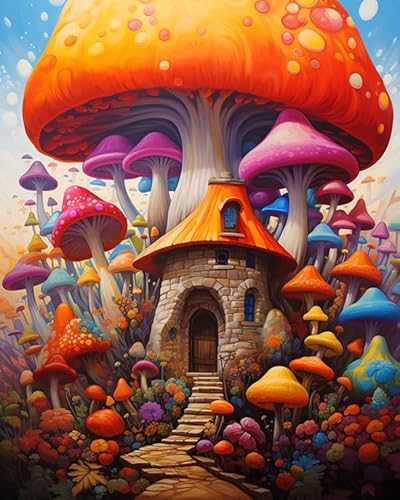 PIPISKY Malen-nach-Zahlen-Sets für Erwachsene,Süßes Pilzhaus,Einfaches Malen nach Zahlen mit Acrylfarben zum Selbermachen, Kunst und Handwerk,40x50cm,Ohne Rahmen PIPISKY Malen-nach-Zahlen-Sets für Erwachsene,Süßes Pilzhaus,Einfaches Malen nach Zahlen mit Acrylfarben zum Selbermachen, Kunst und Handwerk,40x50cm,Ohne Rahmen von PIPISKY