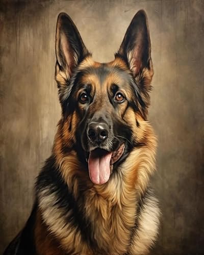 PIPISKY Malen nach Zahlen für Erwachsene,Deutscher Schäferhund im Vintage-Stil,Bastelkunst-Malerei-DIY-Kit auf gerollter Leinwand ohne Rahmen,16x20 Zoll PIPISKY Malen nach Zahlen für Erwachsene,Deutscher Schäferhund im Vintage-Stil,Bastelkunst-Malerei-DIY-Kit auf gerollter Leinwand ohne Rahmen,16x20 Zoll von PIPISKY