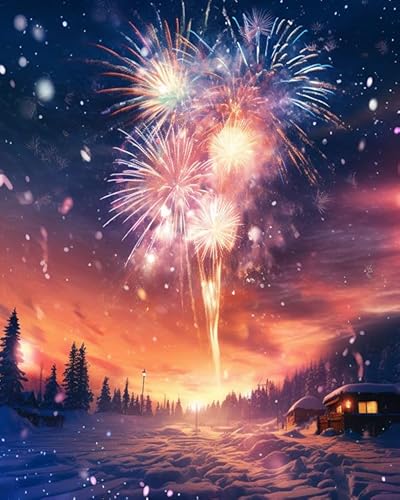 PIPISKY Malen nach Zahlen für Erwachsene,Feuerwerk über der verschneiten Winternacht,Verwandeln Sie Stress in Kunst mit unseren Ölgemälde-Sets,40x50cm,Ohne Rahmen PIPISKY Malen nach Zahlen für Erwachsene,Feuerwerk über der verschneiten Winternacht,Verwandeln Sie Stress in Kunst mit unseren Ölgemälde-Sets,40x50cm,Ohne Rahmen von PIPISKY