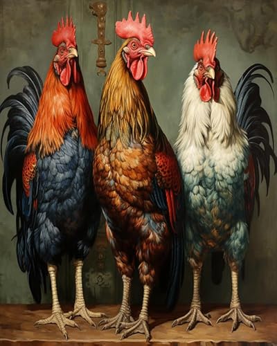 PIPISKY Malen nach Zahlen für Erwachsene,Huhn, Hahn, Henne,DIY-Acrylmalerei-Geschenk, Zeichnung, Malerei zum Entspannen und als Wanddekoration zu Hause,40x50cm,Ohne Rahmen PIPISKY Malen nach Zahlen für Erwachsene,Huhn, Hahn, Henne,DIY-Acrylmalerei-Geschenk, Zeichnung, Malerei zum Entspannen und als Wanddekoration zu Hause,40x50cm,Ohne Rahmen von PIPISKY
