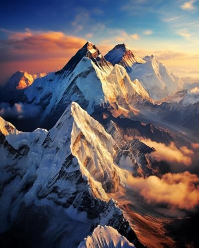 PIPISKY Malen nach Zahlen für Erwachsene,Mount Everest, Himalaya,DIY-Acrylmalerei-Geschenk, Zeichnung, Malerei zum Entspannen und als Wanddekoration zu Hause,40x50cm,Ohne Rahmen von PIPISKY