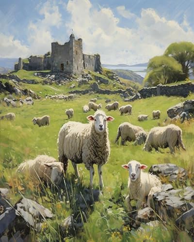 PIPISKY Malen nach Zahlen für Erwachsene –Irland, Schafe, Lämmer-Malen nach Zahlen für Erwachsene, Anfänger, einfaches Acryl-Malen-nach-Zahlen-Leinwandbild als Geschenkdekoration,40x50cm,Ohne Rahmen PIPISKY Malen nach Zahlen für Erwachsene –Irland, Schafe, Lämmer-Malen nach Zahlen für Erwachsene, Anfänger, einfaches Acryl-Malen-nach-Zahlen-Leinwandbild als Geschenkdekoration,40x50cm,Ohne Rahmen von PIPISKY
