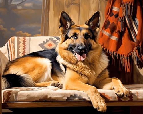 PIPISKY Malen nach Zahlen für Erwachsene und Anfänger,Deutscher Schäferhund ruht auf Stuhl,Malen-nach-Zahlen-Set auf Leinwand ohne Rahmen,Ölgemälde-Set für Heimdekoration,40x50cm PIPISKY Malen nach Zahlen für Erwachsene und Anfänger,Deutscher Schäferhund ruht auf Stuhl,Malen-nach-Zahlen-Set auf Leinwand ohne Rahmen,Ölgemälde-Set für Heimdekoration,40x50cm von PIPISKY
