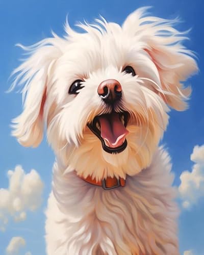 PIPISKY Malen nach Zahlen für Erwachsene und Anfänger,Fröhlicher Malteser,Malen-nach-Zahlen-Sets auf LeinwandDIY-Ölgemälde mit AcrylfarbenHeimdekoration,16x20Zoll ohne Rahmen PIPISKY Malen nach Zahlen für Erwachsene und Anfänger,Fröhlicher Malteser,Malen-nach-Zahlen-Sets auf LeinwandDIY-Ölgemälde mit AcrylfarbenHeimdekoration,16x20Zoll ohne Rahmen von PIPISKY