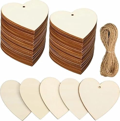 PIQIUQIU 50 Stück Holzherzen Scheiben Deko mit Löchern 8cm Holz Herzen Unbehandelt Holzherzen Deko für Hochzeit, zum Basteln, Geschenkanhänger PIQIUQIU 50 Stück Holzherzen Scheiben Deko mit Löchern 8cm Holz Herzen Unbehandelt Holzherzen Deko für Hochzeit, zum Basteln, Geschenkanhänger von PIQIUQIU