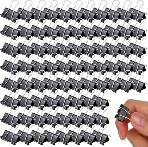 Foldback Klammern 15 mm, 120 Stück, Schwarz, Büroklammern für Papier bis 30 Blatt, Stark und Rostfrei Foldback Klammern 15 mm, 120 Stück, Schwarz, Büroklammern für Papier bis 30 Blatt, Stark und Rostfrei von PIQIUQIU