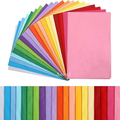 PIQIUQIU 100 Blatt Seidenpapier, 20 Farbe 50 x 35cm Bunt Papier, Bastelpapier Packpapier Transparentpapier Geschenkpapier von PIQIUQIU