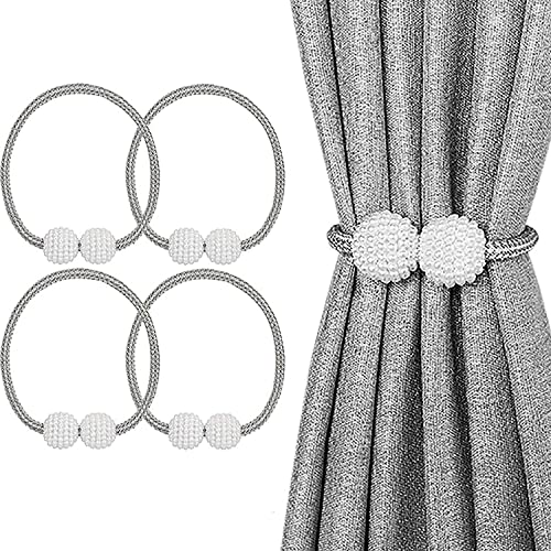 4 STÜCK Gardinenschlaufenhalter, Vorhang Raffhalter Magnetisch, Vorhang Seil Schnallen, Vorhang Seil und Magnet Raffhalter, für Haus Dekoration Büro, Hotel Fenster Dekoration (grau) von PIQIUQIU