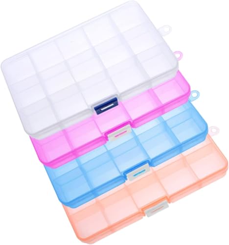 PIQIUQIU 4 Stück Aufbewahrungsbox Kunststoff Sortierbox mit 15 Fächern, 17,3 x 10 x 2,2 cm, für Schmuck und Kleinteile Handwerk, Perlen Schrauben Ohrringen PIQIUQIU 4 Stück Aufbewahrungsbox Kunststoff Sortierbox mit 15 Fächern, 17,3 x 10 x 2,2 cm, für Schmuck und Kleinteile Handwerk, Perlen Schrauben Ohrringen von PIQIUQIU