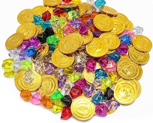 PIQIUQIU 150 Stück Piraten Goldmünzen(50 Stücke Pirat Münzen mit 100 Stücke Kinder Piraten Edelsteine für Kinder,Piratenschatz,Piratenparty Mitgebsel,Schatzsuche Kindergeburtstag PIQIUQIU 150 Stück Piraten Goldmünzen(50 Stücke Pirat Münzen mit 100 Stücke Kinder Piraten Edelsteine für Kinder,Piratenschatz,Piratenparty Mitgebsel,Schatzsuche Kindergeburtstag von PIQIUQIU