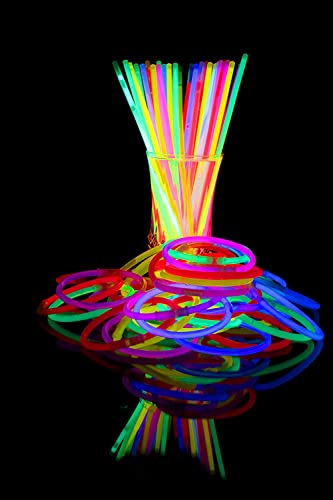 PIQIUQIU Knicklichter, 100 Leuchtstäbe Knicklichter Set mit Anschlüssen, Neon Leuchtstäbe Party Pack, Glow Sticks für Hochzeiten Partys Geburtstage Festival von PIQIUQIU
