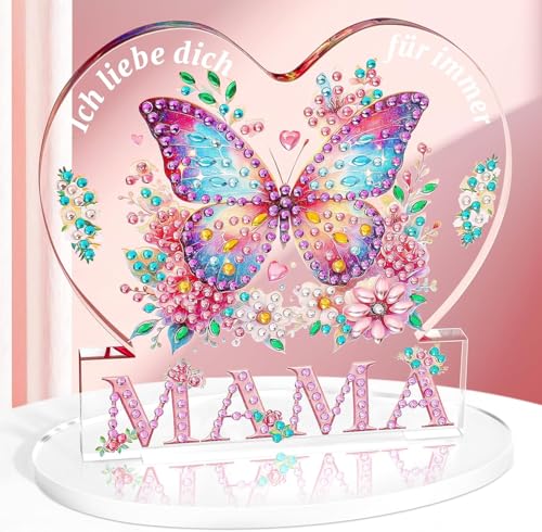 PITMT Muttertagsgeschenke für Mama, Herzförmiges Acryl Dekoschild Muttertagsgeschenk, Diamond Painting Schmetterling Mutter Geschenk, Beste Mama Geschenk Muttertagsgeschenk Geburtstagsgeschenke PITMT Muttertagsgeschenke für Mama, Herzförmiges Acryl Dekoschild Muttertagsgeschenk, Diamond Painting Schmetterling Mutter Geschenk, Beste Mama Geschenk Muttertagsgeschenk Geburtstagsgeschenke von PITMT