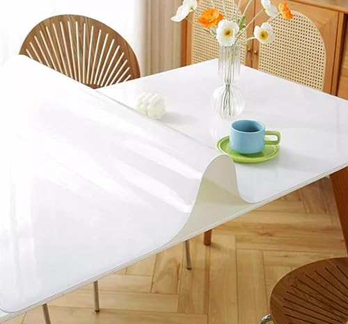 Weiche Glas-Tischdecke, geruchlose PVC-Tischdecke, weiß, für Haushalt, Büro, blickdichte Tischmatte, glatte Oberfläche, wasserdicht, ölbeständig, Schreib-, Zeichnungstisch, Kunststoffunterlage von PIURUF