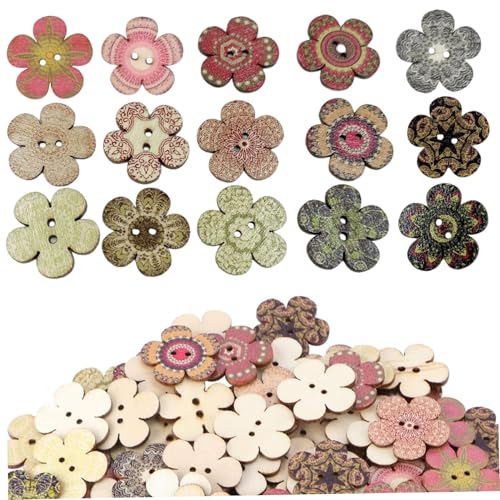 100 pcs Blumenknöpfe verschiedene Farbe & Stil 0, 8 2 Lochholzknöpfe für Handwerk, Kleidung, Puppenherstellung, Ersatz 100 pcs Blumenknöpfe verschiedene Farbe & Stil 0, 8 2 Lochholzknöpfe für Handwerk, Kleidung, Puppenherstellung, Ersatz von PIUpiuLIANG