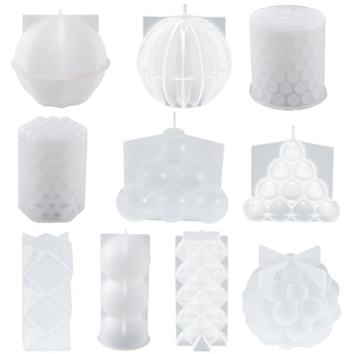Kerzenformen 10pcs 10 verschiedene geometrische Form Kerzenherstellung, die Formen mit flexiblen DIY-freundlichem Silikon für Duft, Seife, Kunsthandwerk machen von PIUpiuLIANG