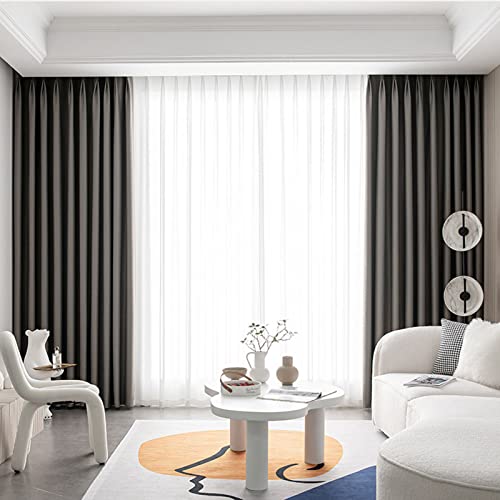 PIWINE Vollverdunkelungsvorhänge, Schlafzimmer, Wohnzimmer, akustische Isolierung, Verdunkelungsvorhänge (Grau C, B 3 x H 2,7 cm) von PIWINE