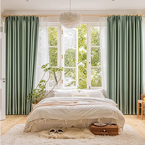 PIWINE Vollverdunkelungsvorhänge, Schlafzimmer, Wohnzimmer, akustische Isolierung, Verdunkelungsvorhänge (Grün A, B 4 x H 2,7 cm) von PIWINE