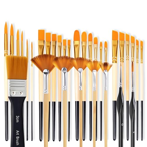 PIWOSGOL 32 Stück Pinselset Acrylfarben Acryl Pinsel Set mit Rund, Eckig, Flach, Fan, Pinsel Acrylfarbe Dünne für Acryl, Aquarell, Öl,Gouache, Steinmalerei PIWOSGOL 32 Stück Pinselset Acrylfarben Acryl Pinsel Set mit Rund, Eckig, Flach, Fan, Pinsel Acrylfarbe Dünne für Acryl, Aquarell, Öl,Gouache, Steinmalerei von PIWOSGOL