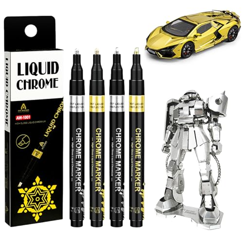PIWOSGOL Metallic Stifte Set, 1,0 mm Goldener Marker, Permanent Wasserfest, 4 Stück für Metall, Glas, Kunststoff, Resin PIWOSGOL Metallic Stifte Set, 1,0 mm Goldener Marker, Permanent Wasserfest, 4 Stück für Metall, Glas, Kunststoff, Resin von PIWOSGOL