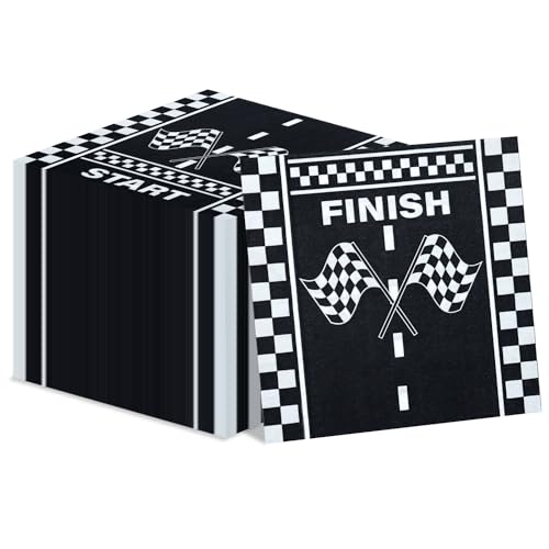 100 Stück Rennwagen-Servietten, Geburtstagsparty-Dekorationen, Karierte Flagge, Papierservietten für Schnelle Geburtstage 100 Stück Rennwagen-Servietten, Geburtstagsparty-Dekorationen, Karierte Flagge, Papierservietten für Schnelle Geburtstage von PIXHOTUL