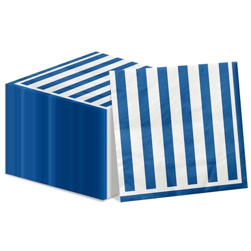 100 Stück blau und weiß gestreifte Servietten, Marineblau und weiß Cocktail Getränk Papier Serviette Mittagessen Serviette für Junge Männer Geburtstag Braut Baby Dusche Hochzeit 100 Stück blau und weiß gestreifte Servietten, Marineblau und weiß Cocktail Getränk Papier Serviette Mittagessen Serviette für Junge Männer Geburtstag Braut Baby Dusche Hochzeit von PIXHOTUL