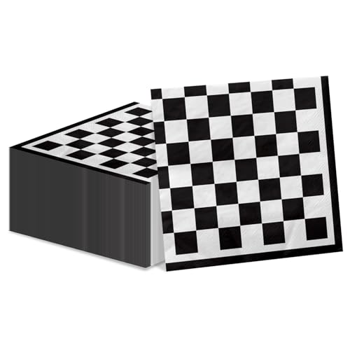 100 Stück schwarz-weiß karierte Servietten, Rennwagen-Partyzubehör, schwarz-weiße Papierservietten, Lunch-Servietten für Rennauto-Mottoparty, Kinder, zwei schnelle Geburtstage, Babypartys, Hochzeiten 100 Stück schwarz-weiß karierte Servietten, Rennwagen-Partyzubehör, schwarz-weiße Papierservietten, Lunch-Servietten für Rennauto-Mottoparty, Kinder, zwei schnelle Geburtstage, Babypartys, Hochzeiten von PIXHOTUL