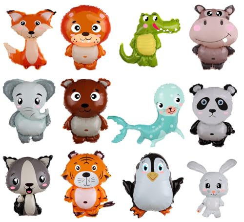 12 Stück Jungle Safari Tierballons, 40 x 45cm Tierballons für Jungen und Mädchen Jungle Zoo Animal Theme Party Dekorationen 12 Stück Jungle Safari Tierballons, 40 x 45cm Tierballons für Jungen und Mädchen Jungle Zoo Animal Theme Party Dekorationen von PIXHOTUL