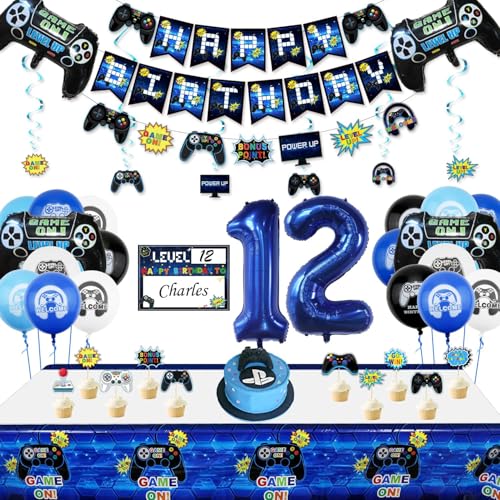 12. Geburtstag Dekorationen für Jungen-Gaming Party Dekorationen für Kinder-HAPPY BIRTHDAY Gaming Banner Videospiel Controller Ballon Kuchen Topper Gaming Hanging Sign Nummer 12 Kerze 12. Geburtstag Dekorationen für Jungen-Gaming Party Dekorationen für Kinder-HAPPY BIRTHDAY Gaming Banner Videospiel Controller Ballon Kuchen Topper Gaming Hanging Sign Nummer 12 Kerze von PIXHOTUL