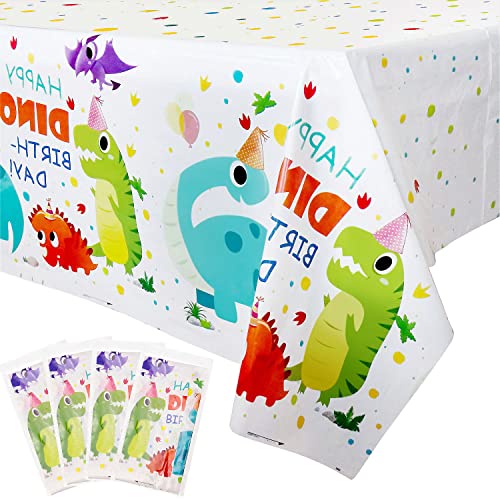 4 Stück Dinosaurier Party Tischdecken - 220 x 130 cm Dino Tischdecke für Dinosaurier Thema Kinder Jungen Mädchen Geburtstagsparty Liefert Baby Shower Dekorationen von PIXHOTUL