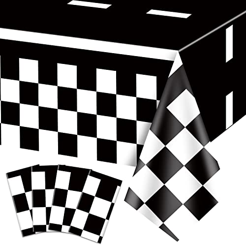 4Pcs Racing Car Tischdecken, Auto Geburtstag Partyzubehör für Kindergeburtstag Kunststoff Schwarz Racetrack Party Tischdecke Tischdekorationen für Geburtstag Jahrestag Racing Car Theme Party von PIXHOTUL