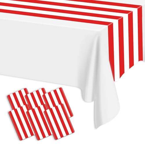 6 Stück Rot Und Weiß Gestreifte Tischläufer, 35 X 275 cm, Kunststoff, Einweg, Klassisch, Gestreift, Tischdekoration Für Geburtstagsfeiern, Hochzeiten, Zirkus, Feiern 6 Stück Rot Und Weiß Gestreifte Tischläufer, 35 X 275 cm, Kunststoff, Einweg, Klassisch, Gestreift, Tischdekoration Für Geburtstagsfeiern, Hochzeiten, Zirkus, Feiern von PIXHOTUL